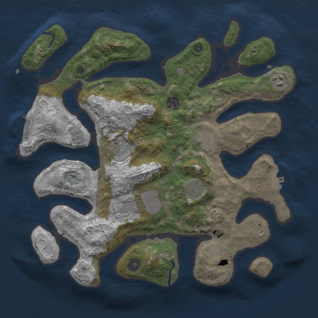 Rust Map: Procedural Map, Size: 3550, Seed: 864584, 15 Monuments