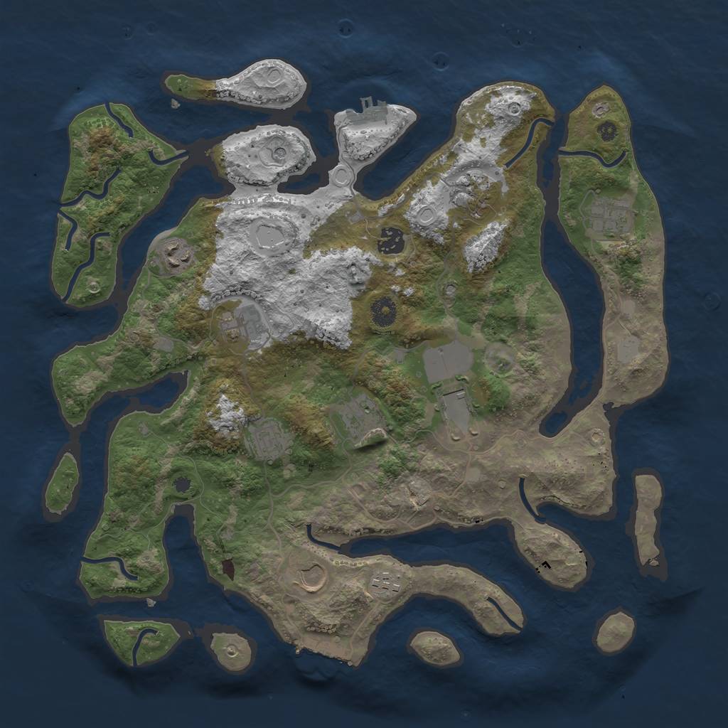 Rust Map: Procedural Map, Size: 3900, Seed: 4734, 18 Monuments