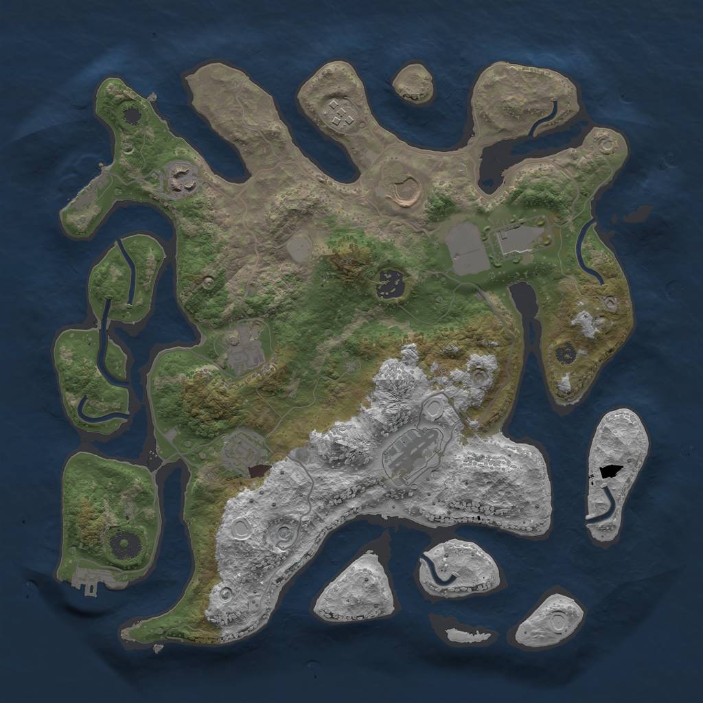 Rust Map: Procedural Map, Size: 3550, Seed: 819151, 16 Monuments