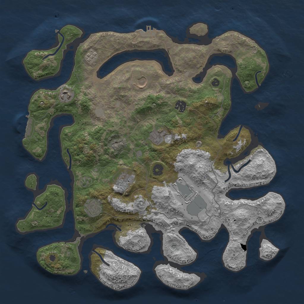 Rust Map: Procedural Map, Size: 4000, Seed: 973625, 16 Monuments