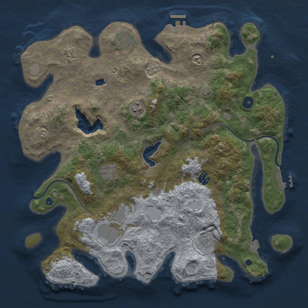 Rust Map: Procedural Map, Size: 4000, Seed: 861852, 14 Monuments
