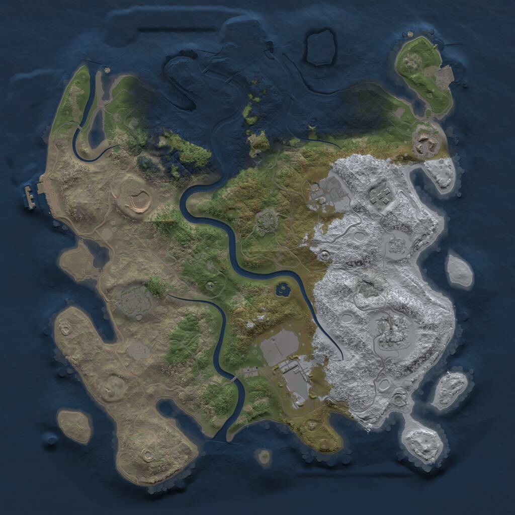Rust Map: Procedural Map, Size: 3500, Seed: 594850431, 13 Monuments