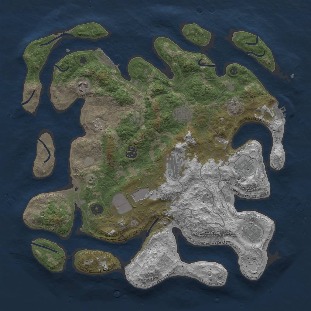 Rust Map: Procedural Map, Size: 4000, Seed: 51654, 16 Monuments