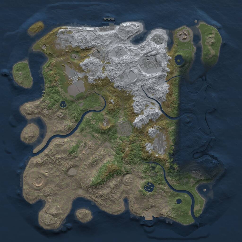 Rust Map: Procedural Map, Size: 3700, Seed: 1059967015, 16 Monuments