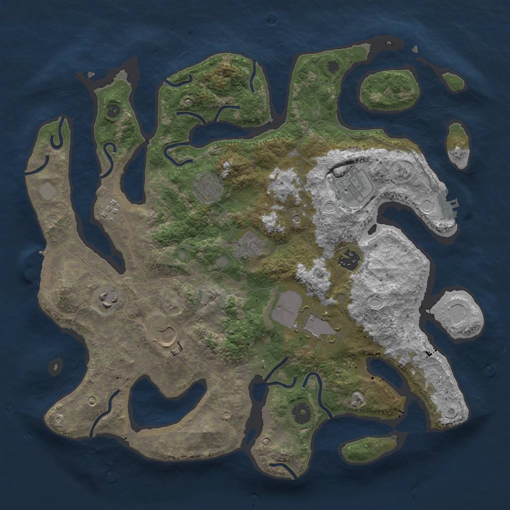Rust Map: Procedural Map, Size: 3800, Seed: 339233282, 16 Monuments