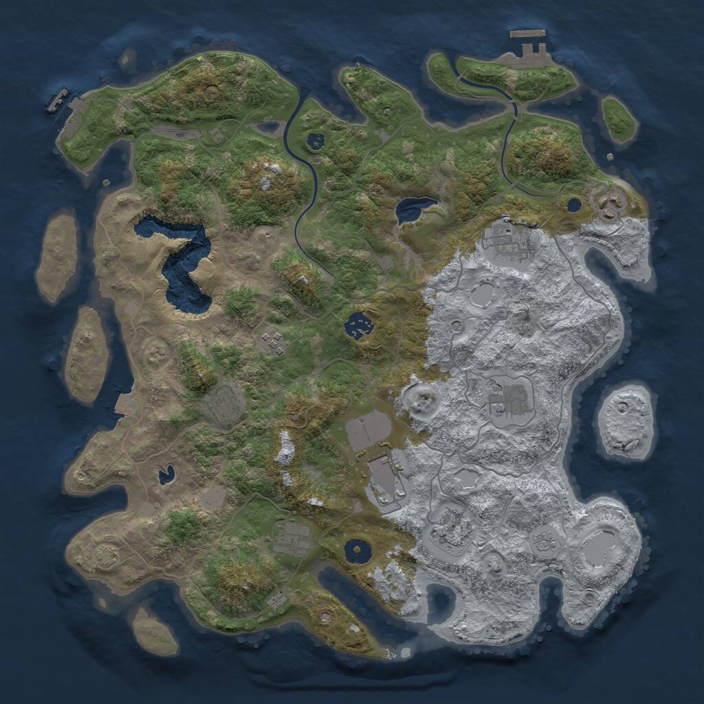 Rust Map: Procedural Map, Size: 4000, Seed: 884258, 15 Monuments