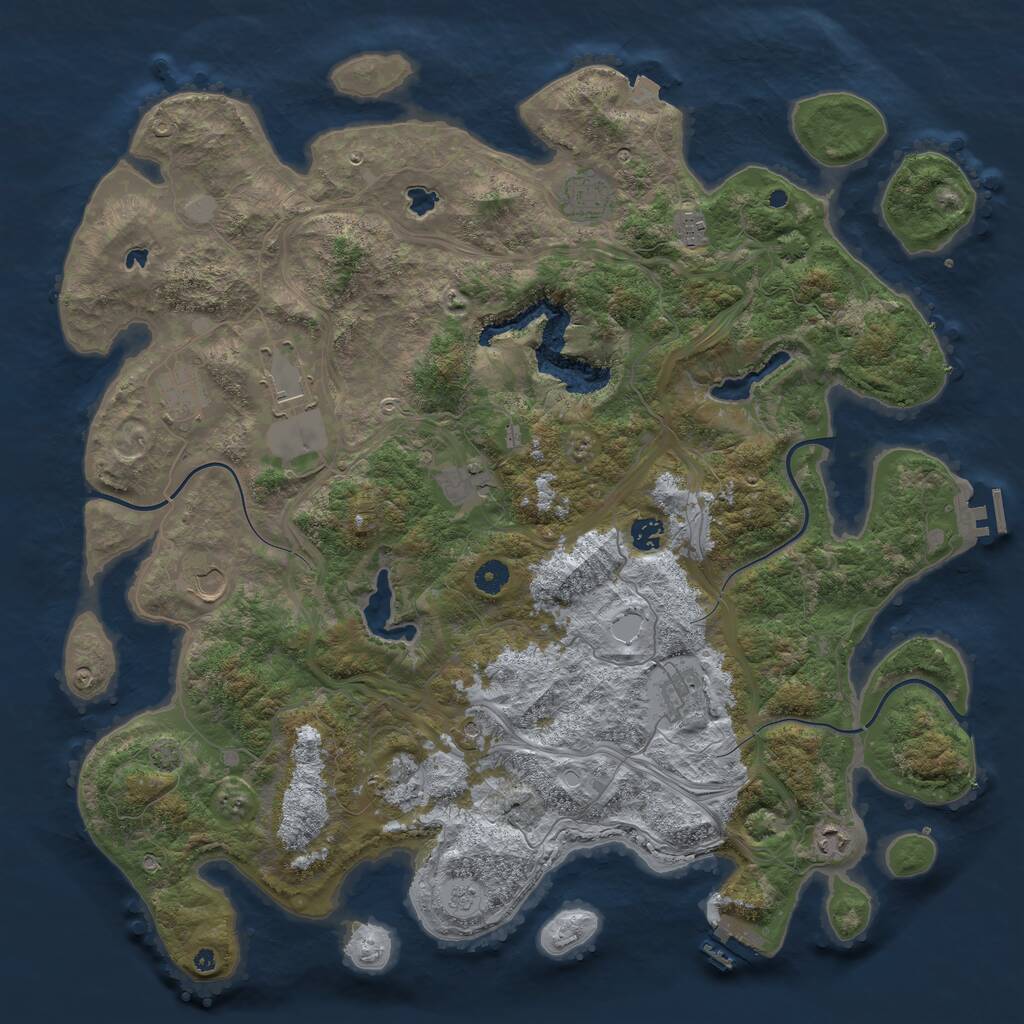 Rust Map: Procedural Map, Size: 4600, Seed: 275556037, 16 Monuments
