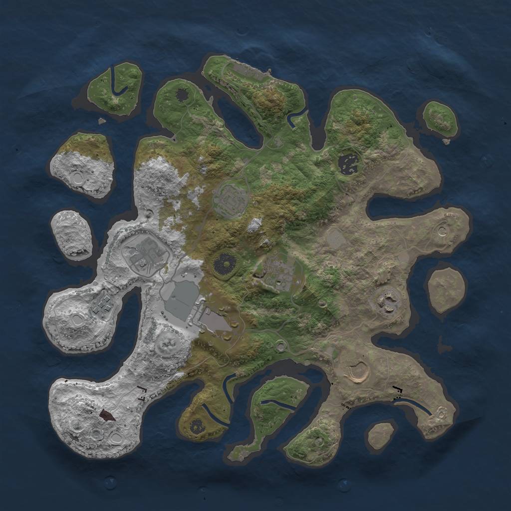 Rust Map: Procedural Map, Size: 3550, Seed: 893107, 15 Monuments