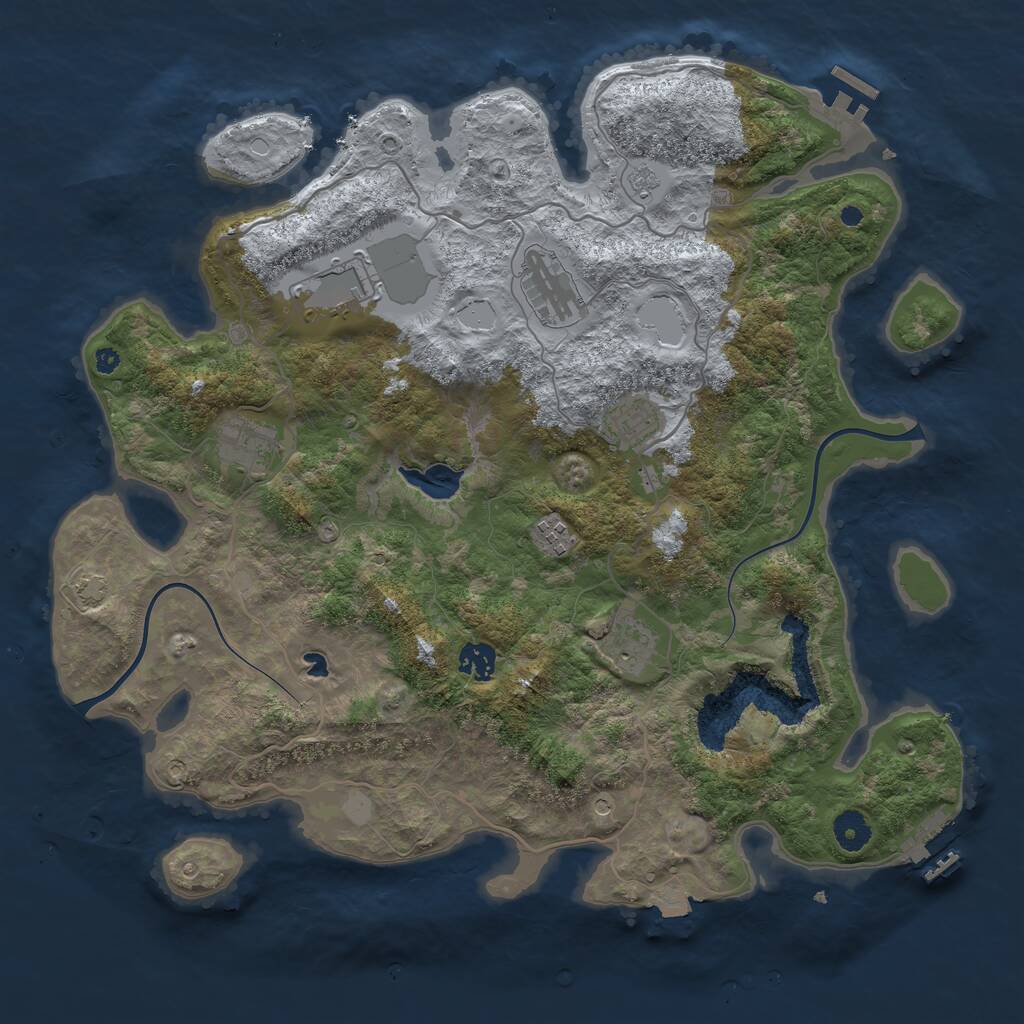 Rust Map: Procedural Map, Size: 4000, Seed: 498048, 13 Monuments