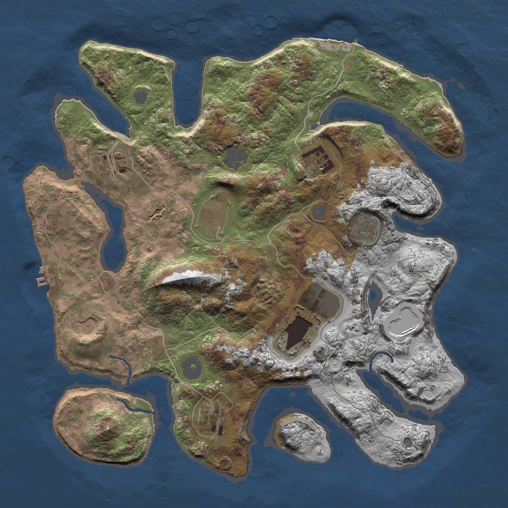 Rust Map: Procedural Map, Size: 3500, Seed: 865178741, 14 Monuments