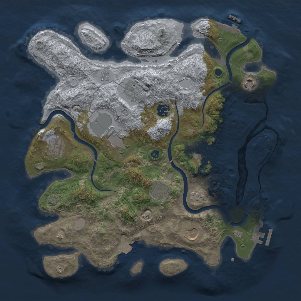 Rust Map: Procedural Map, Size: 3550, Seed: 159912, 15 Monuments