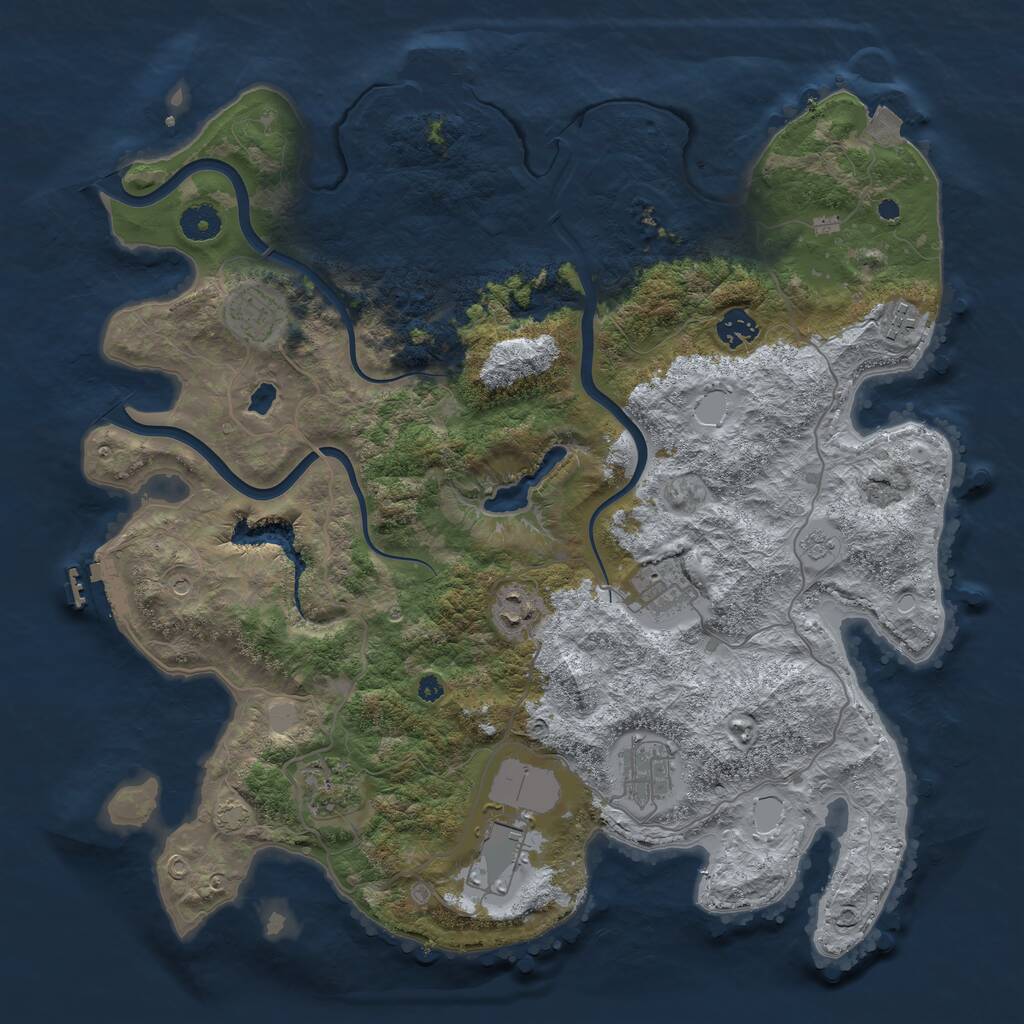 Rust Map: Procedural Map, Size: 4000, Seed: 169837, 14 Monuments