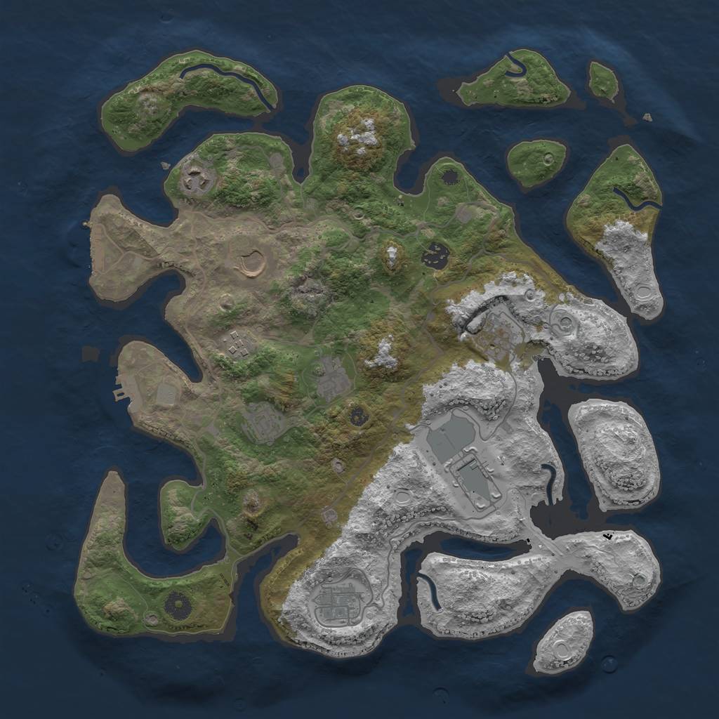 Rust Map: Procedural Map, Size: 4000, Seed: 908573, 17 Monuments