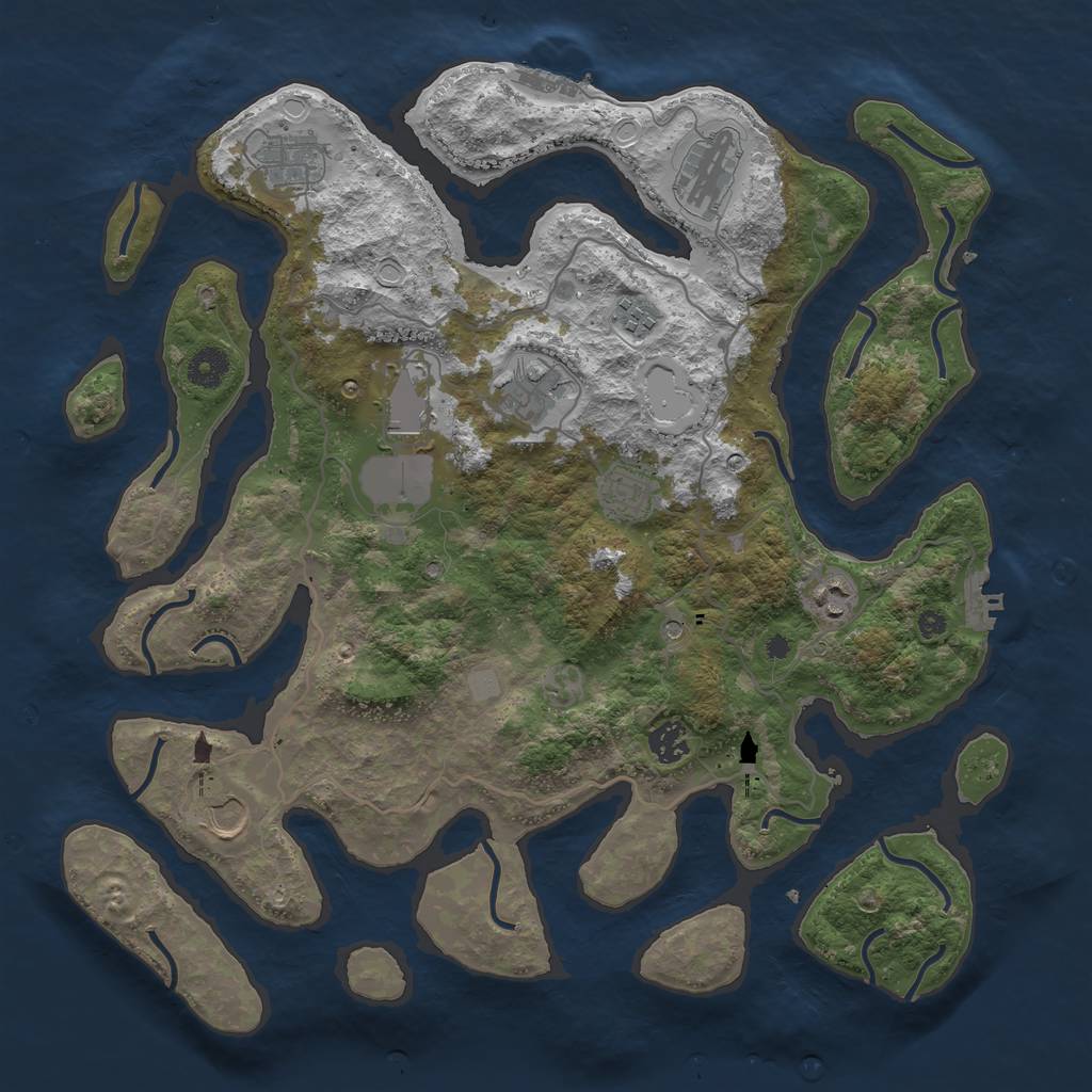 Rust Map: Procedural Map, Size: 4000, Seed: 906373, 17 Monuments