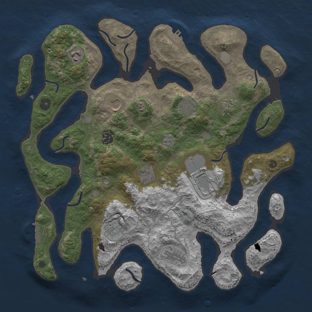 Rust Map: Procedural Map, Size: 4000, Seed: 841942, 18 Monuments