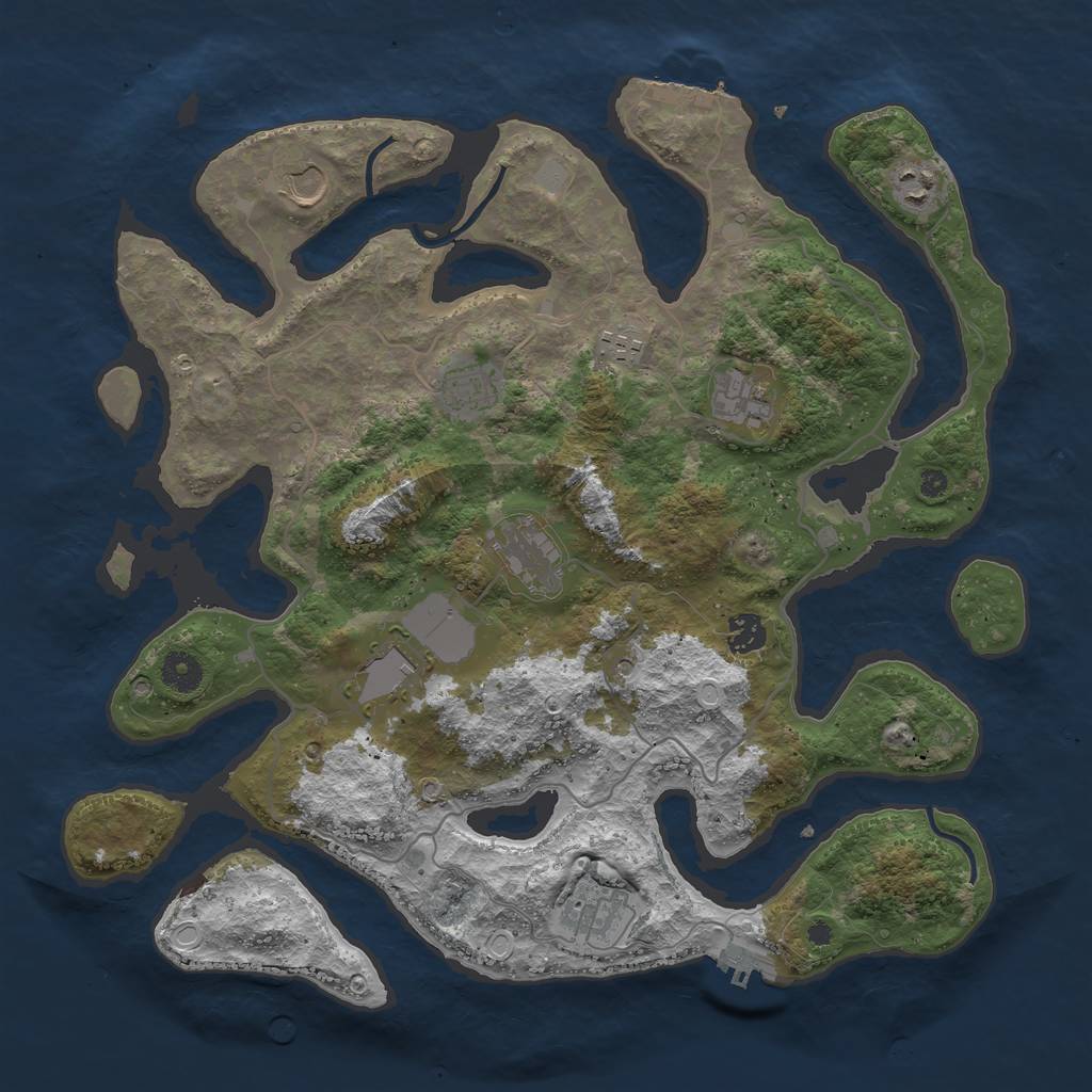Rust Map: Procedural Map, Size: 4000, Seed: 608338, 17 Monuments