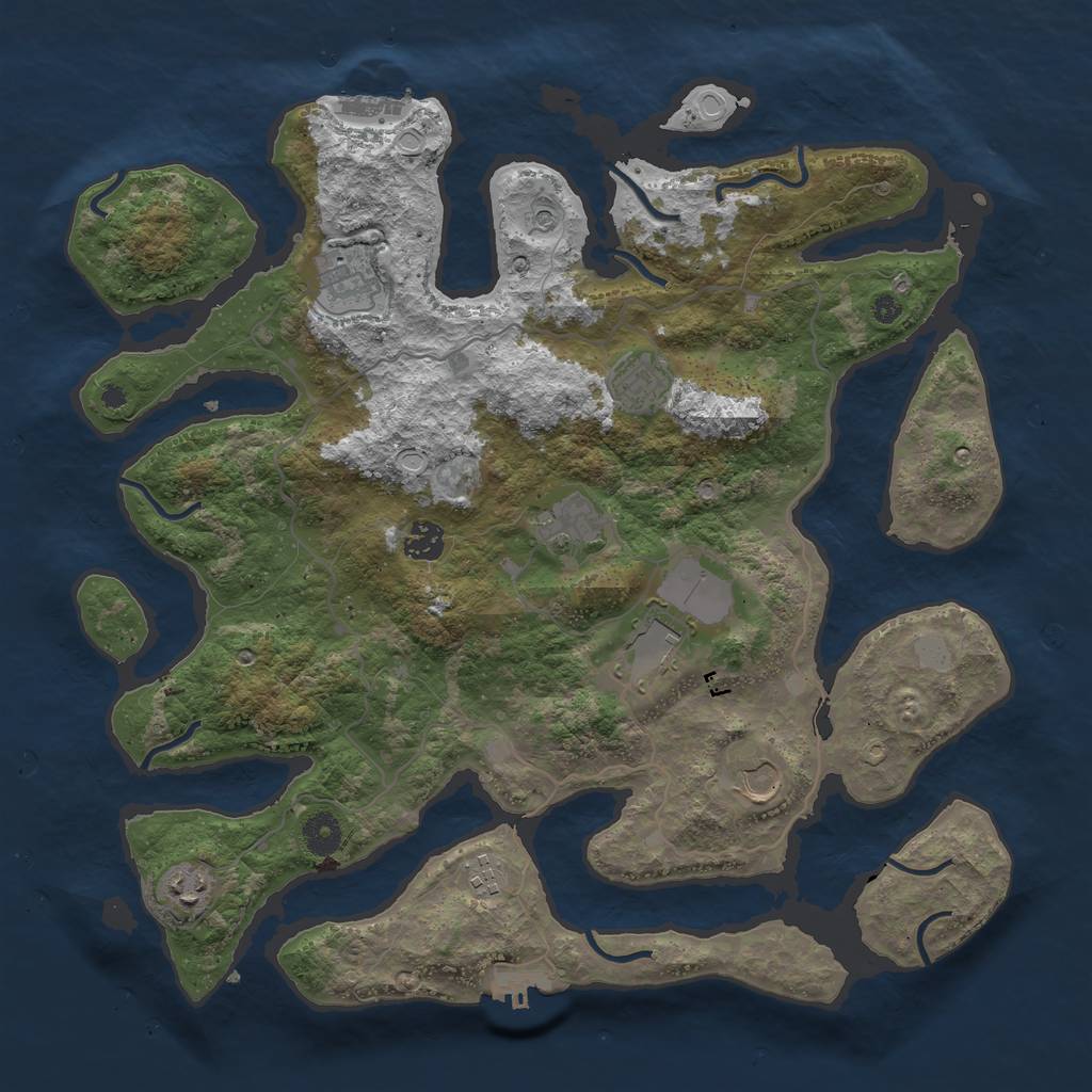 Rust Map: Procedural Map, Size: 4000, Seed: 38454, 16 Monuments