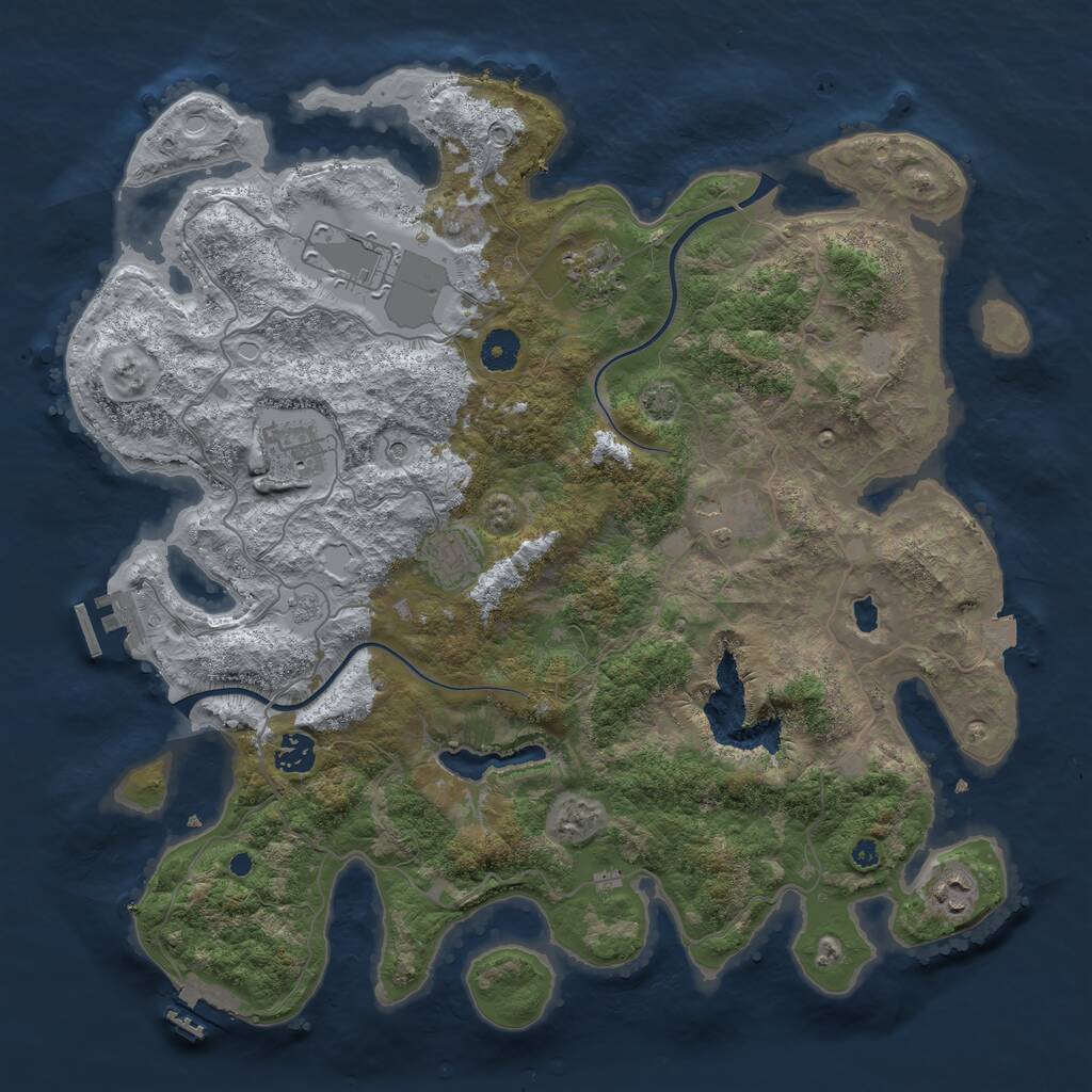 Rust Map: Procedural Map, Size: 4000, Seed: 33783, 13 Monuments