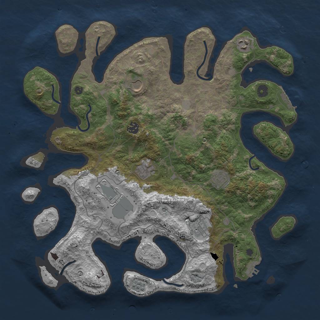 Rust Map: Procedural Map, Size: 4000, Seed: 435071, 16 Monuments