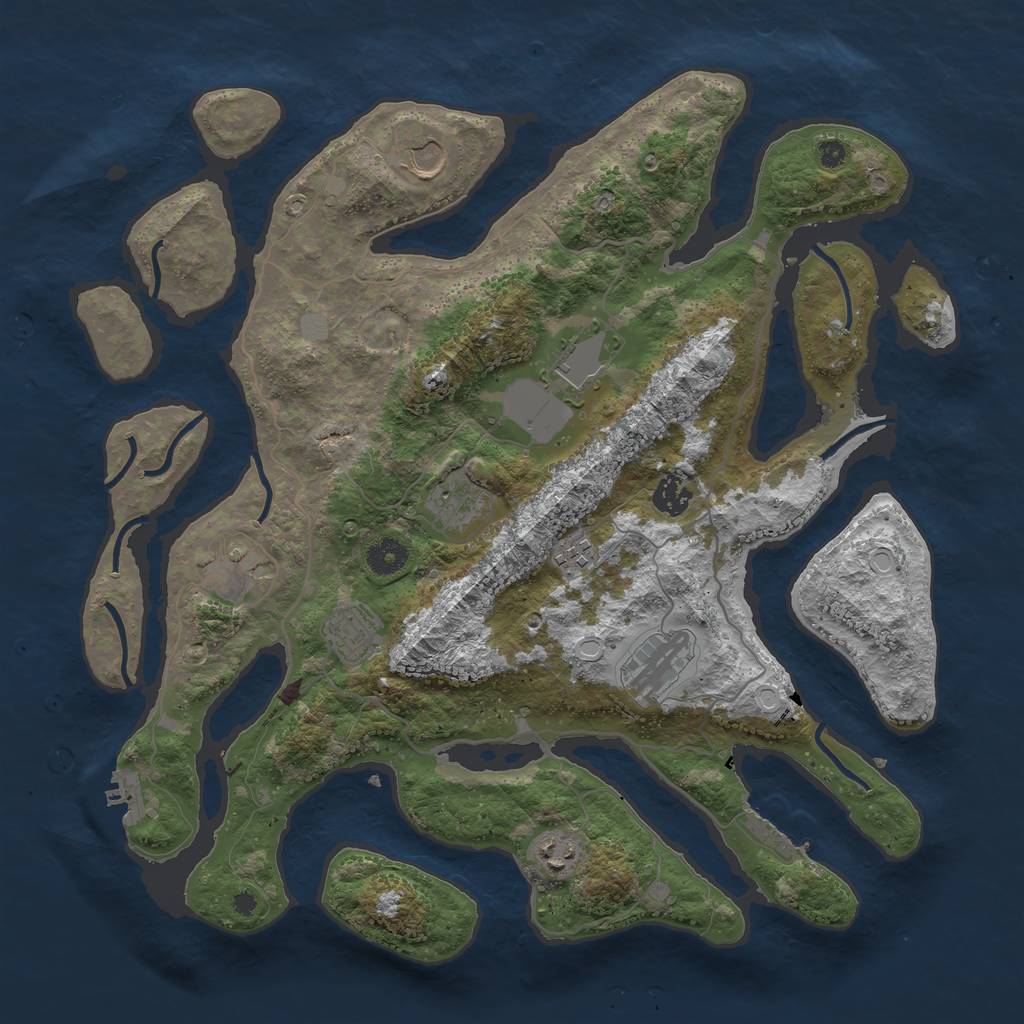 Rust Map: Procedural Map, Size: 4000, Seed: 454640, 16 Monuments