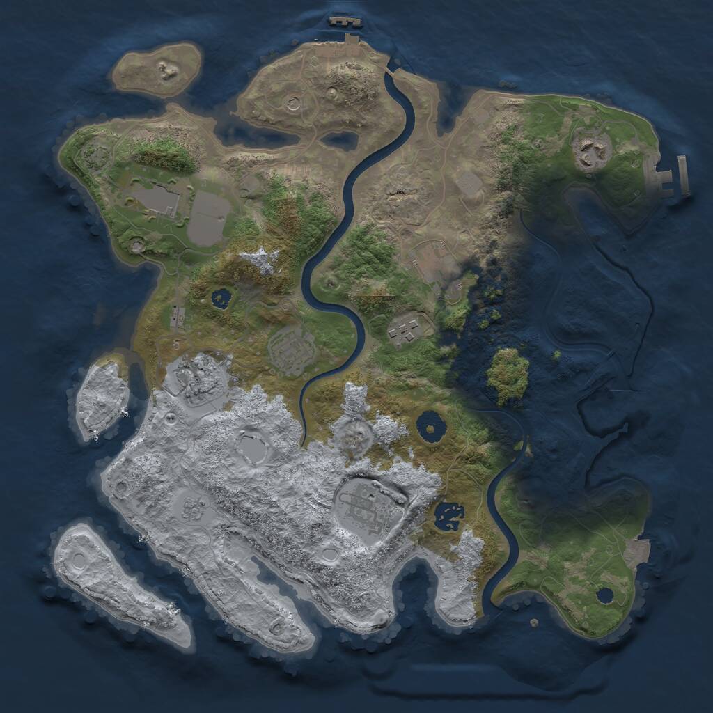 Rust Map: Procedural Map, Size: 3550, Seed: 249230, 14 Monuments