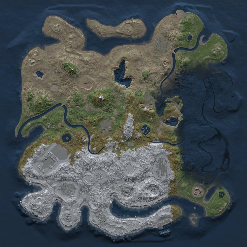 Rust Map: Procedural Map, Size: 4000, Seed: 796873, 16 Monuments