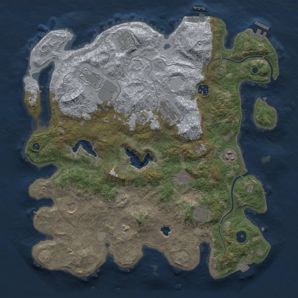 Rust Map: Procedural Map, Size: 4000, Seed: 490350, 14 Monuments