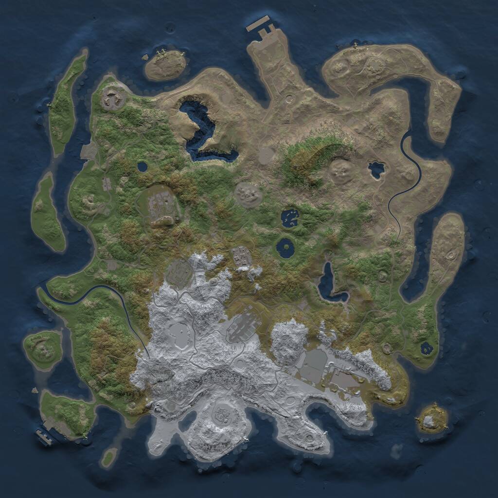 Rust Map: Procedural Map, Size: 4000, Seed: 251609593, 13 Monuments