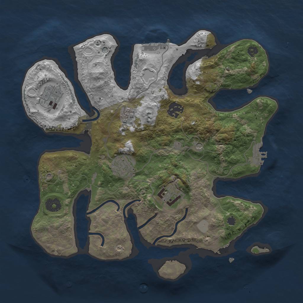 Rust Map: Procedural Map, Size: 3000, Seed: 1512498747, 13 Monuments
