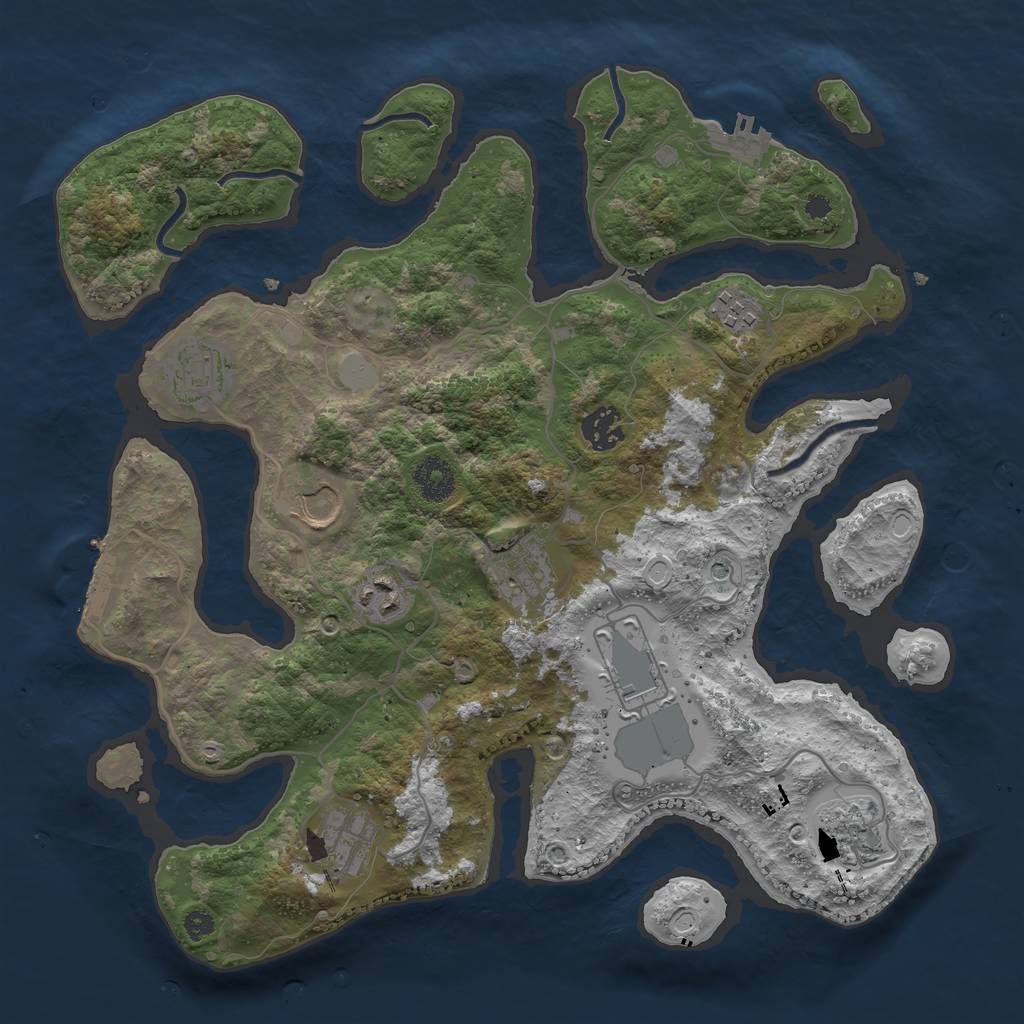 Rust Map: Procedural Map, Size: 3550, Seed: 625162, 17 Monuments