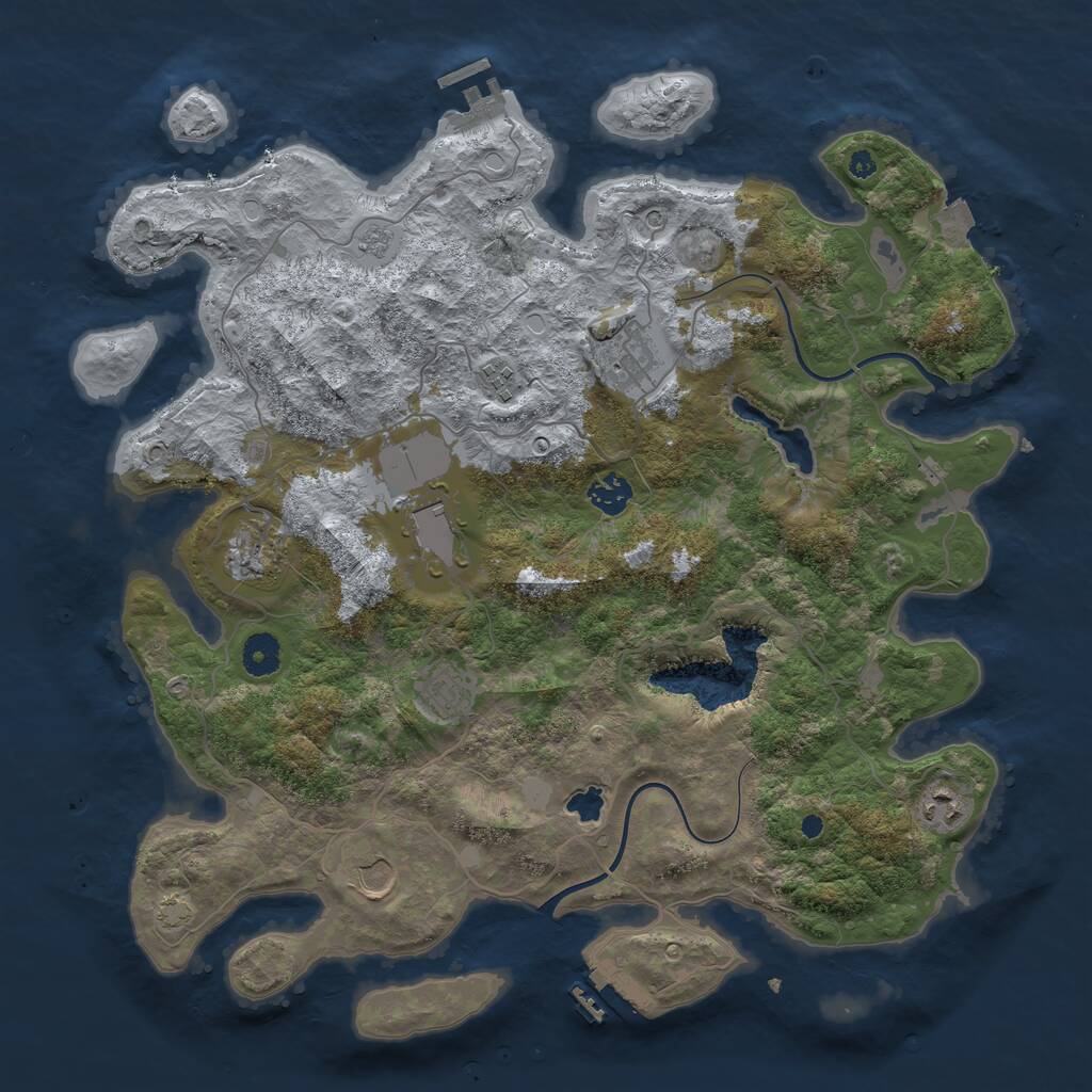 Rust Map: Procedural Map, Size: 4000, Seed: 83971, 14 Monuments