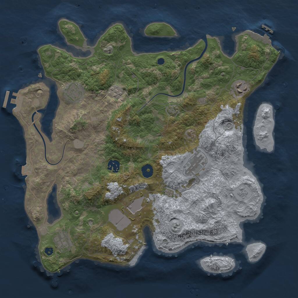 Rust Map: Procedural Map, Size: 3550, Seed: 624117, 13 Monuments