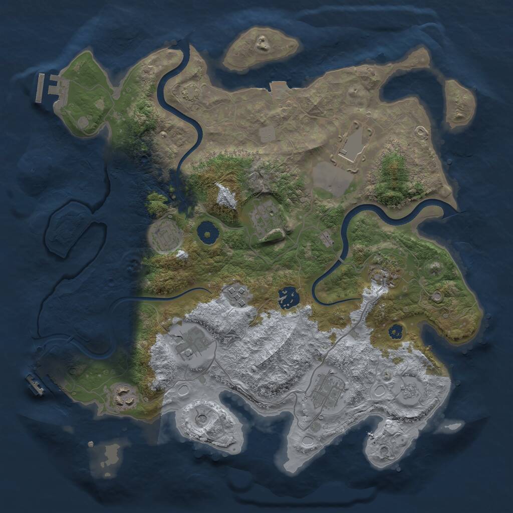 Rust Map: Procedural Map, Size: 3500, Seed: 4421, 15 Monuments
