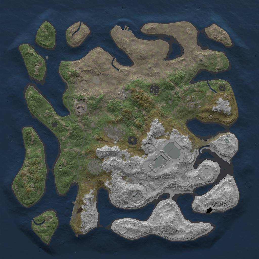 Rust Map: Procedural Map, Size: 4000, Seed: 129884, 15 Monuments