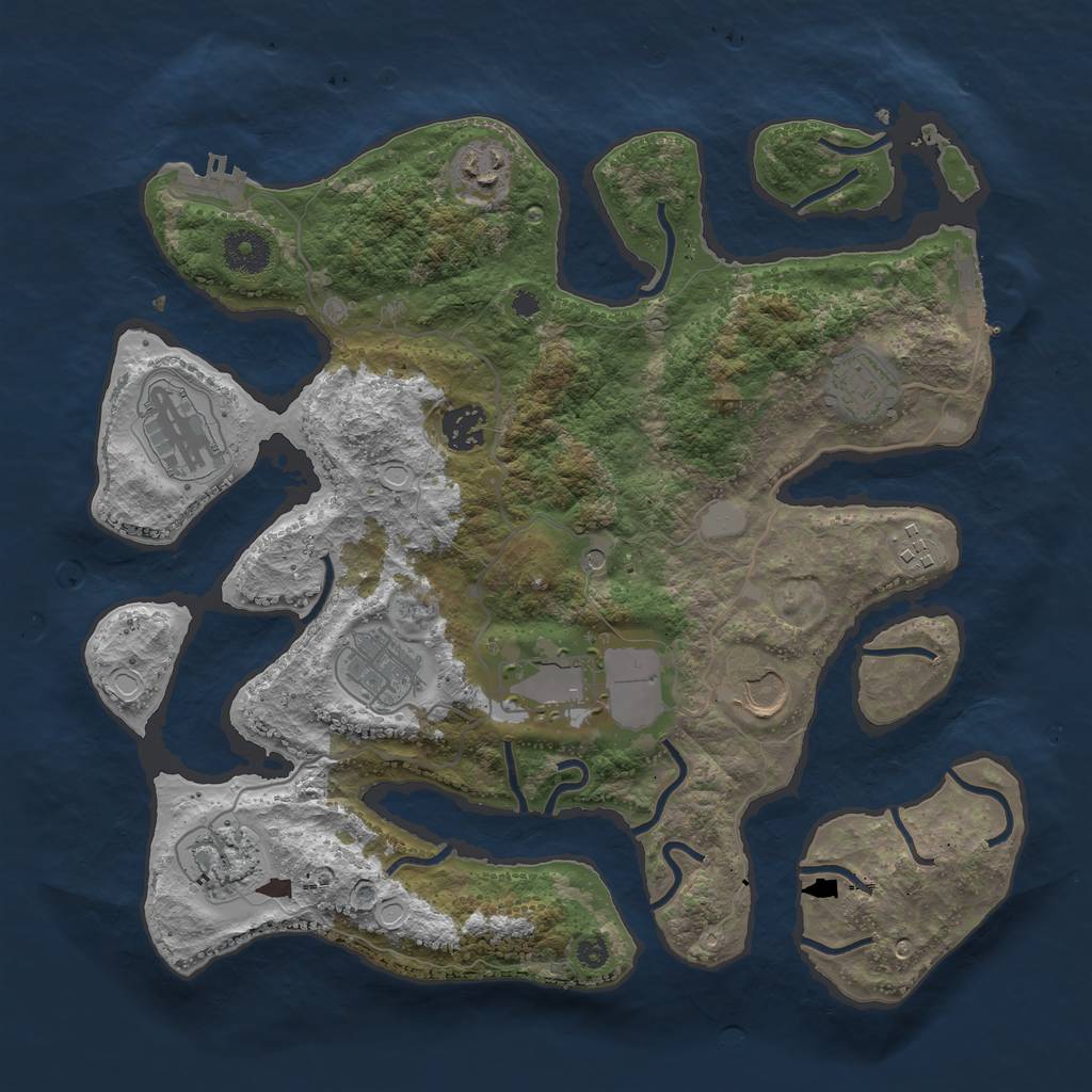 Rust Map: Procedural Map, Size: 3550, Seed: 642178, 17 Monuments