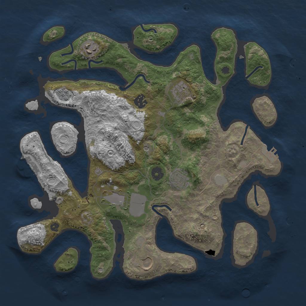 Rust Map: Procedural Map, Size: 3550, Seed: 553094, 15 Monuments