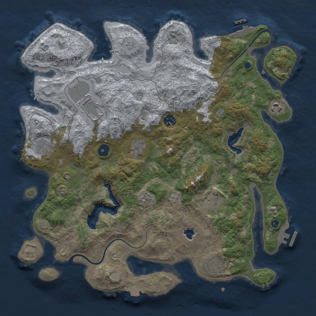 Rust Map: Procedural Map, Size: 4000, Seed: 12743, 14 Monuments