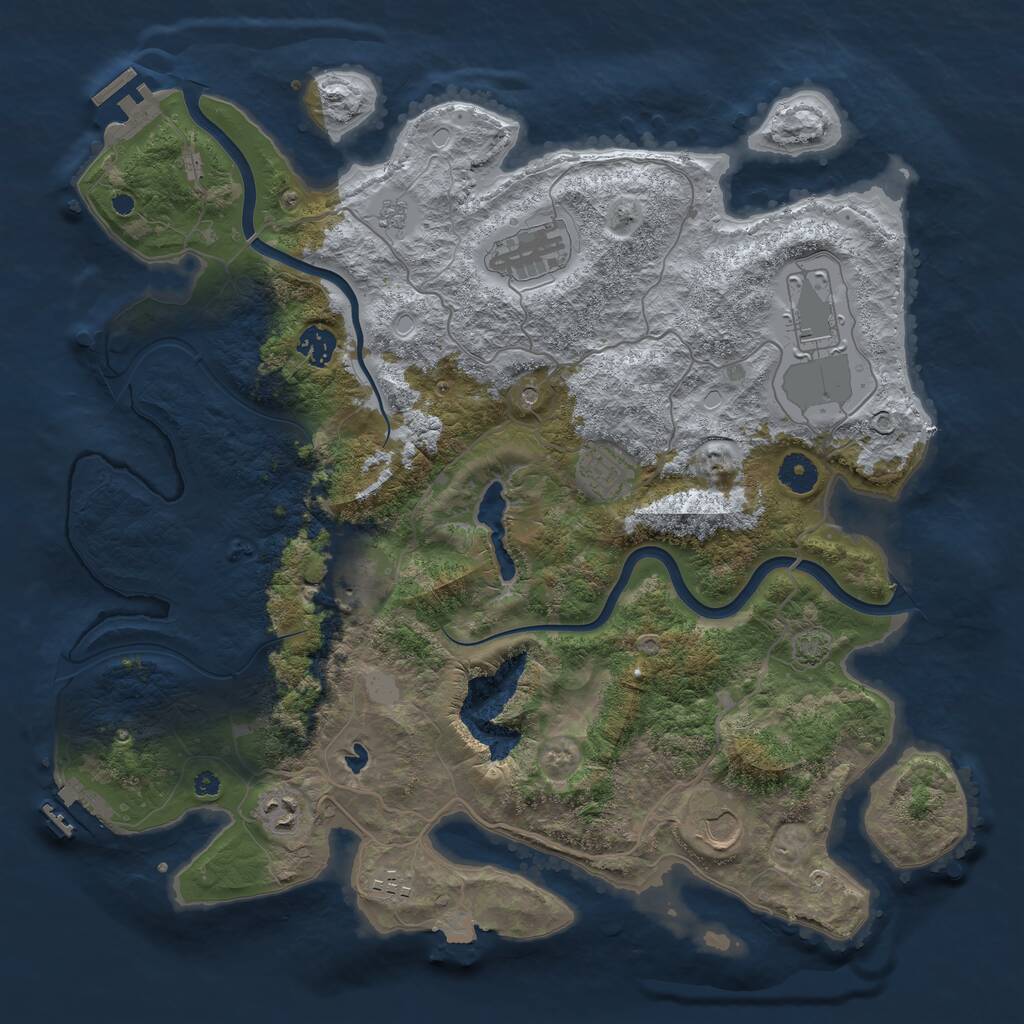 Rust Map: Procedural Map, Size: 4000, Seed: 54352, 14 Monuments