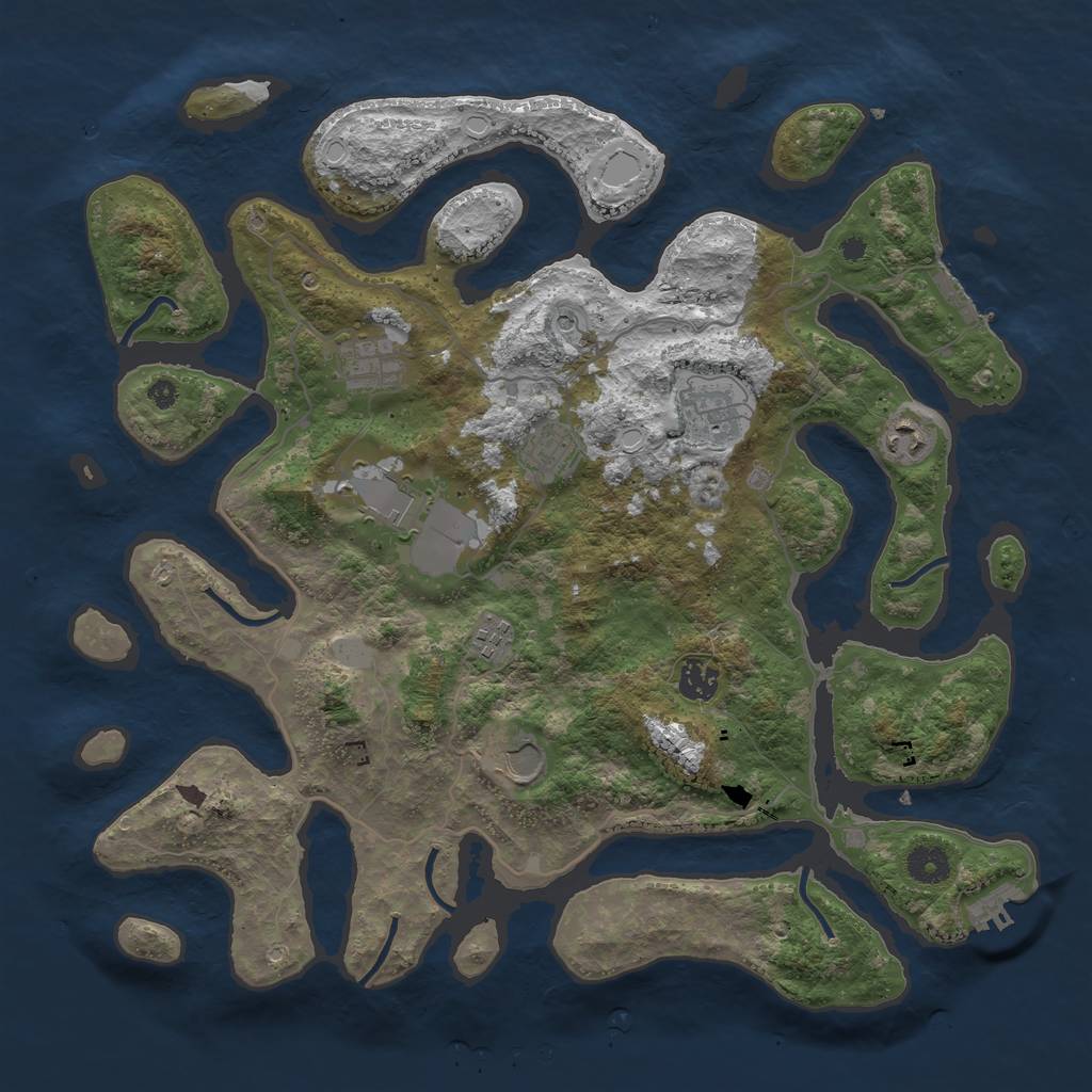 Rust Map: Procedural Map, Size: 4000, Seed: 307013, 16 Monuments