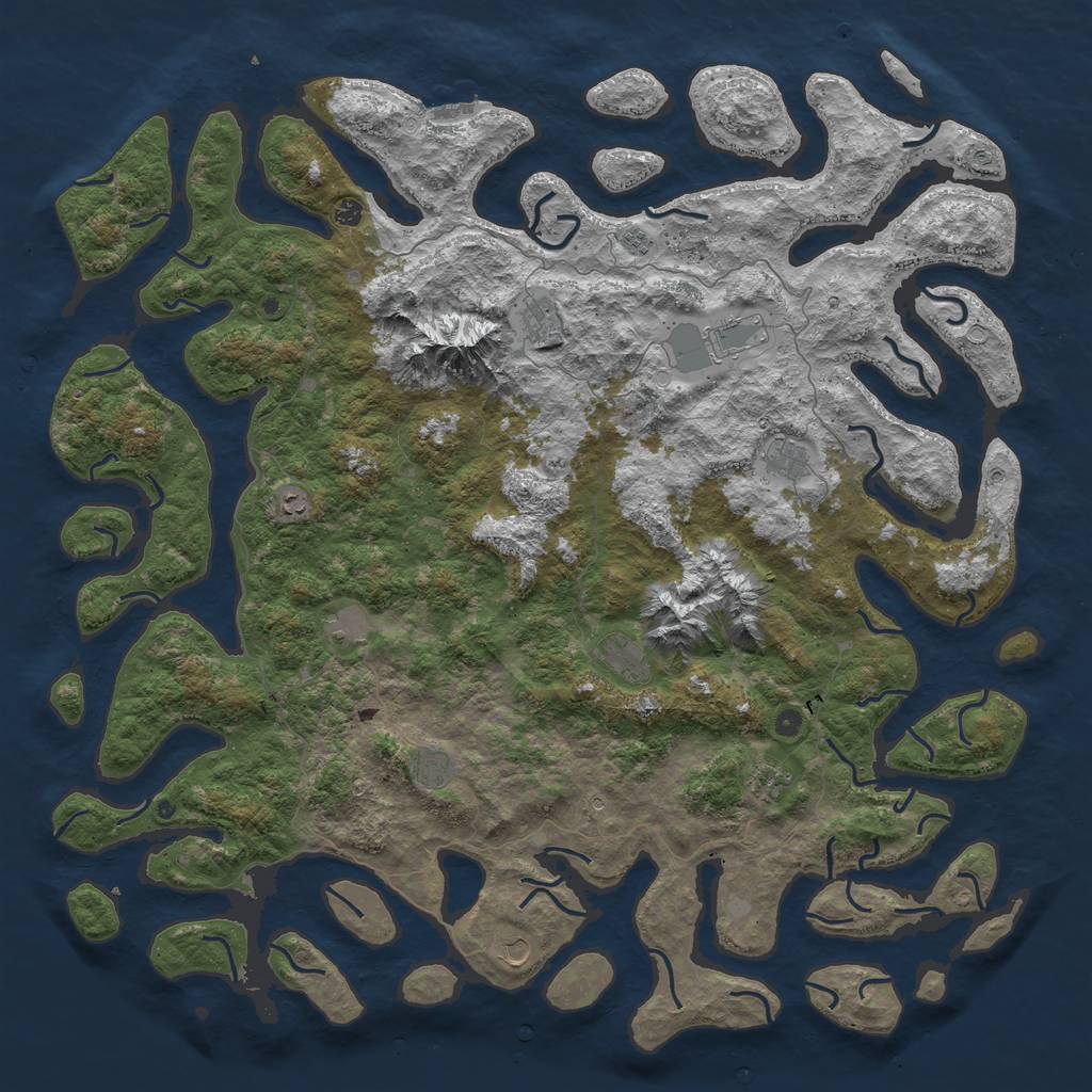 Rust Map: Procedural Map, Size: 6000, Seed: 1234560, 18 Monuments