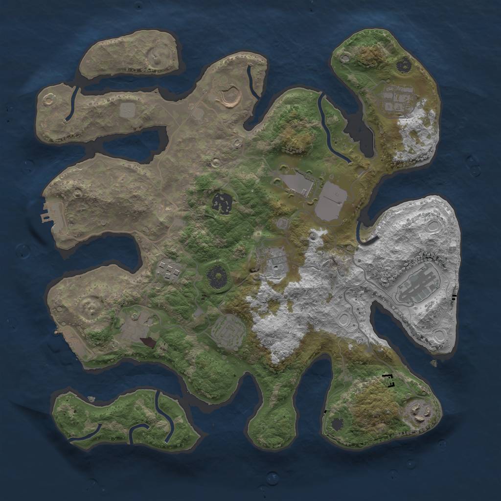 Rust Map: Procedural Map, Size: 3500, Seed: 1830675756, 17 Monuments
