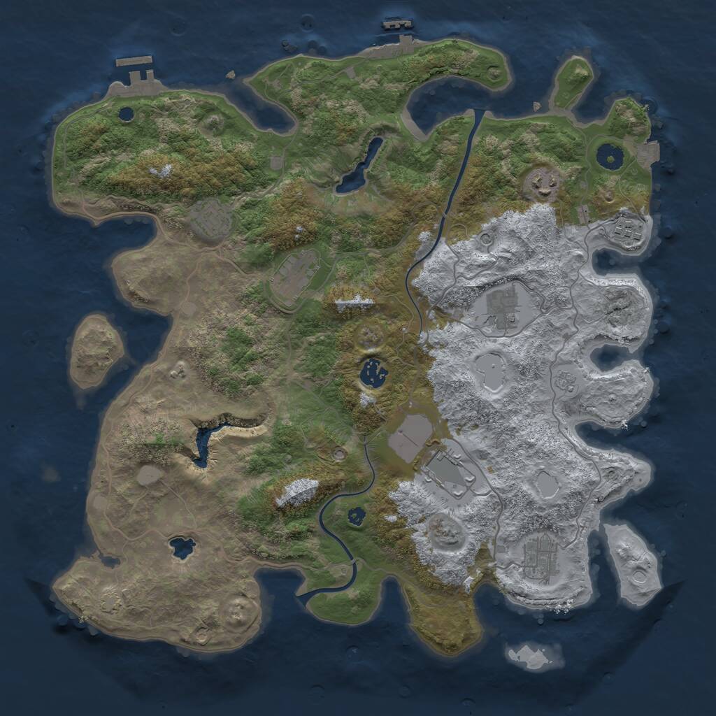 Rust Map: Procedural Map, Size: 4000, Seed: 418568813, 14 Monuments