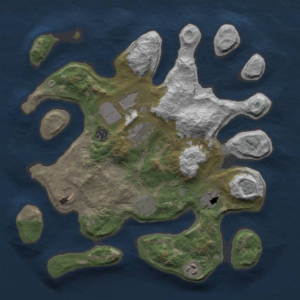 Rust Map: Barren, Size: 3500, Seed: 3122021, 11 Monuments