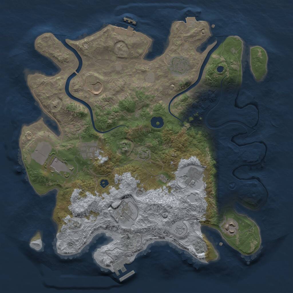Rust Map: Procedural Map, Size: 3500, Seed: 1809544770, 14 Monuments