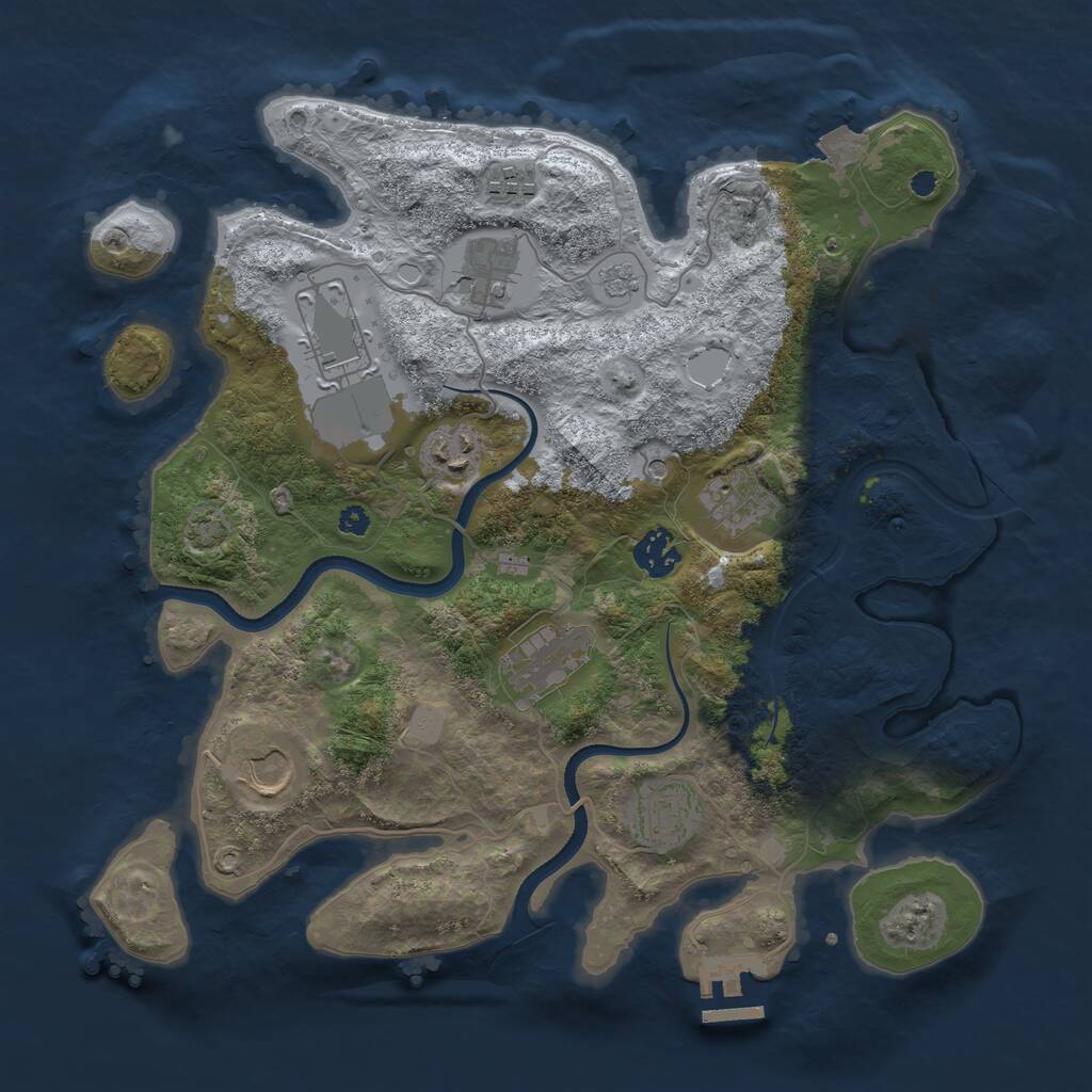 Rust Map: Procedural Map, Size: 3550, Seed: 969902, 14 Monuments