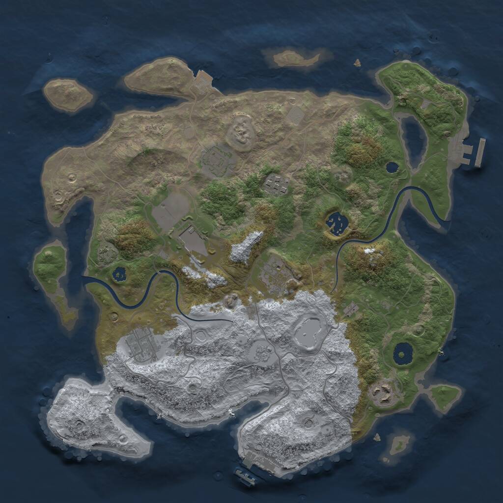 Rust Map: Procedural Map, Size: 3500, Seed: 53846, 13 Monuments