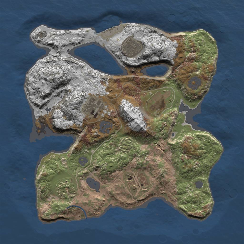 Rust Map: Procedural Map, Size: 2750, Seed: 35203, 11 Monuments