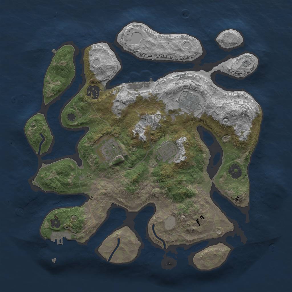 Rust Map: Procedural Map, Size: 3200, Seed: 285819472, 12 Monuments