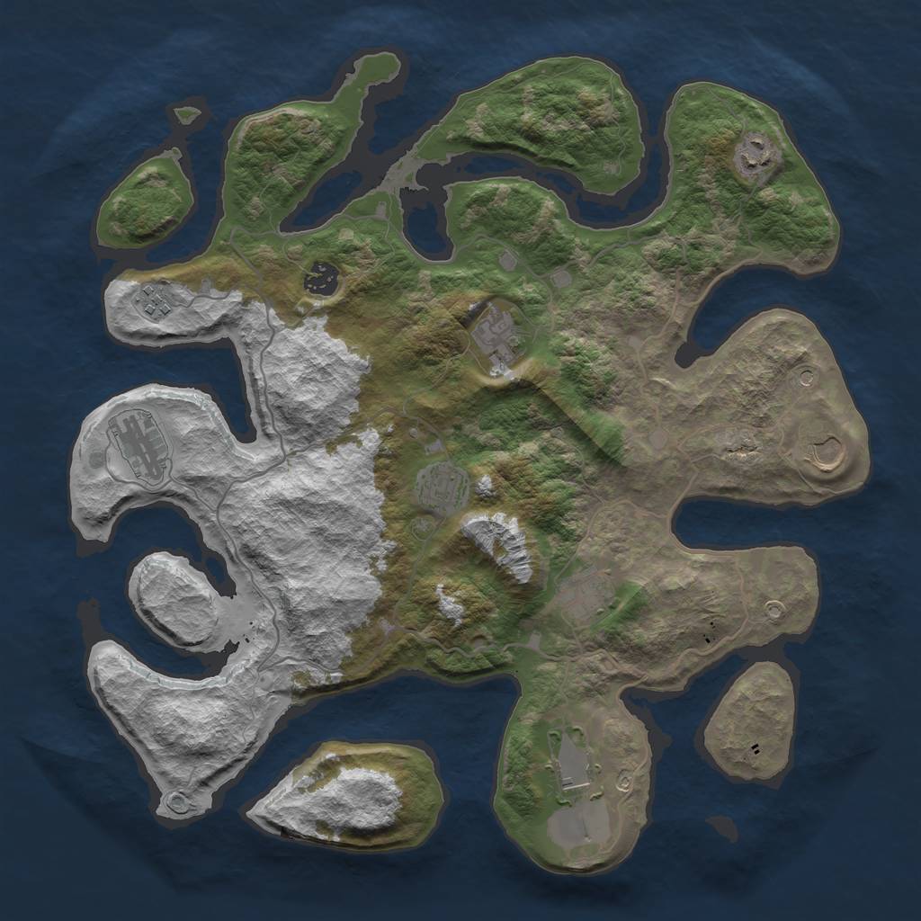 Rust Map: Barren, Size: 4000, Seed: 5399, 12 Monuments