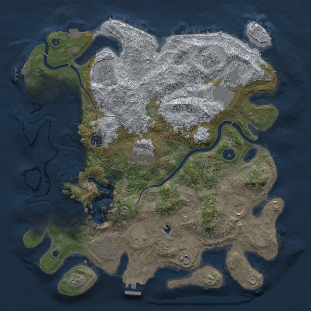 Rust Map: Procedural Map, Size: 4000, Seed: 766, 16 Monuments
